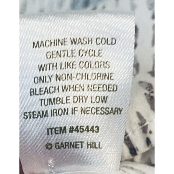 Garnet Hill Top Womens 10 Gray White Organic Pima Cotton Long Sleeve Button Up - Picture 7 of 8